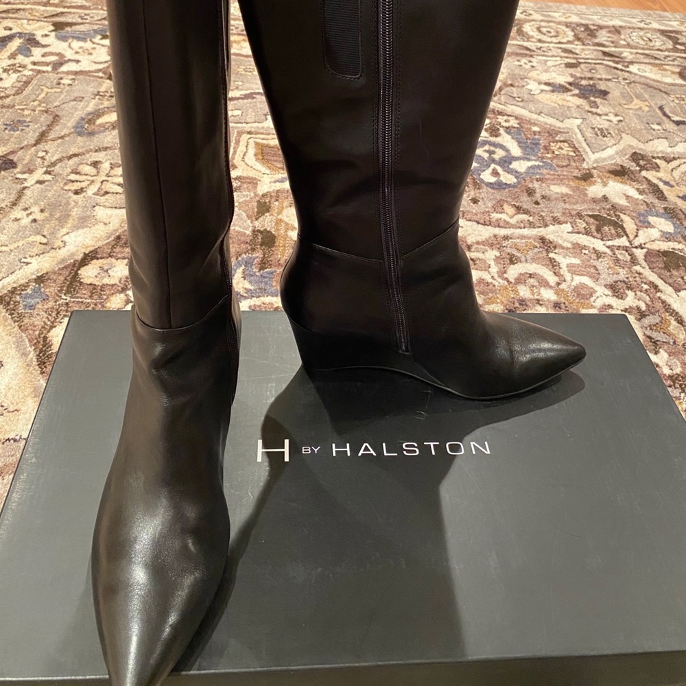 Fabulous GENUINE LEATHER H by Halston black boots
